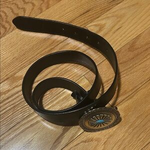 Massimo Dutti Black Belt with Ornate Buckle